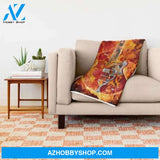 Electric Guitar With Flames And Music Fleece Blanket Gift For People Home Decor Bedding Couch Sofa Soft And Comfy Cozy