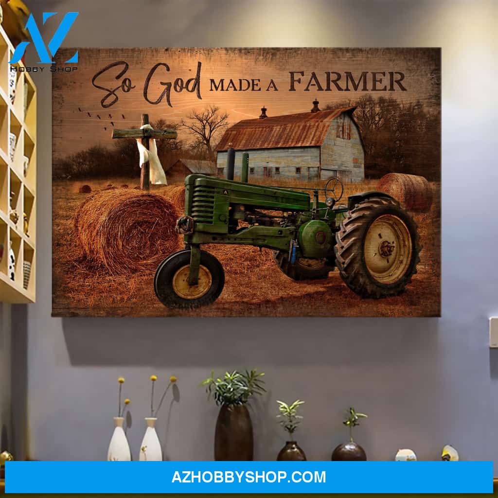 Electric tricycle and cross on farm - So God made a farmer - Farm Landscape Canvas Prints - Wall Art