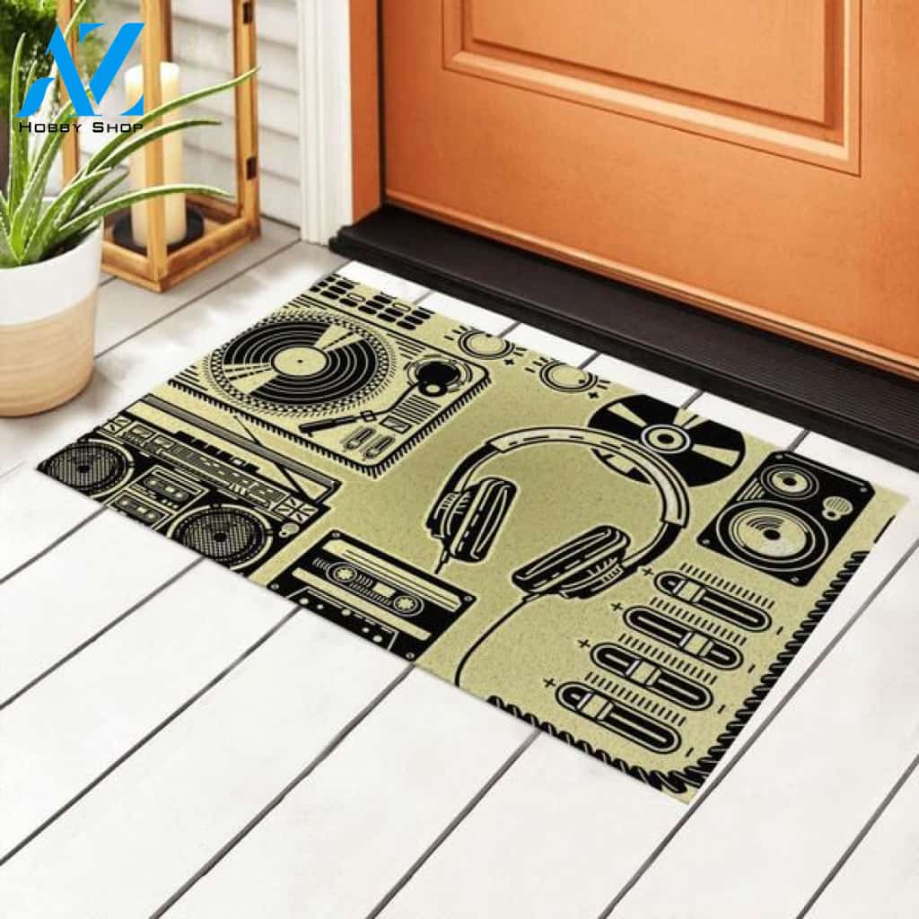 Personalized Name Family House Electronic Music Devices As Turntable Headphones Speaker For Recording Doormat Funny Welcome Mat Housewarming Gift Home Decor Funny Doormat Gift For Friend