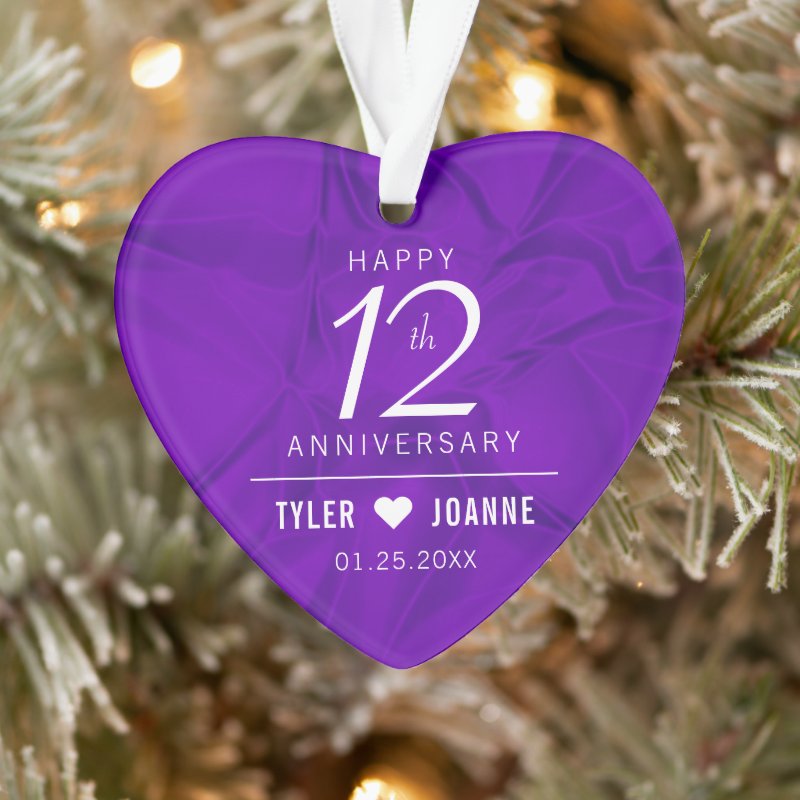 Elegant 12Th Silk Wedding Anniversary Ornament