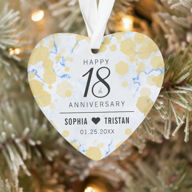 Elegant 18Th Porcelain Wedding Anniversary Ornament
