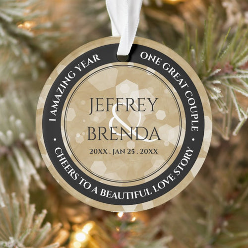 Elegant 1St Paper Wedding Anniversary Celebration Ornament