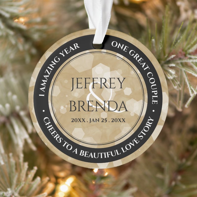 Elegant 1St Paper Wedding Anniversary Celebration Ornament