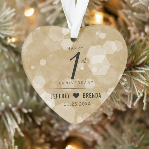 Elegant 1St Paper Wedding Anniversary Celebration Ornament