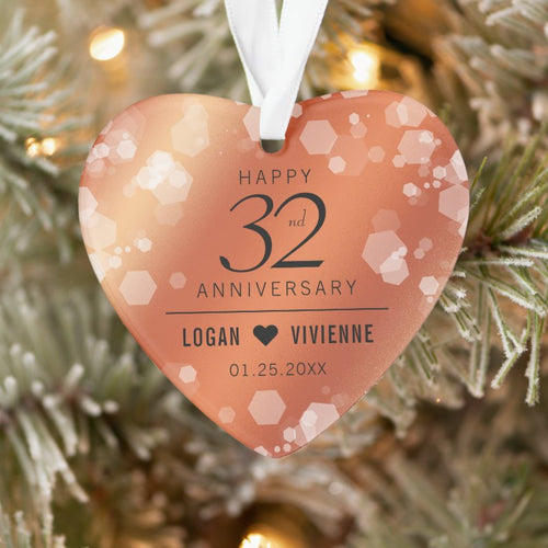 Elegant 32Nd Bronze Wedding Anniversary Ornament