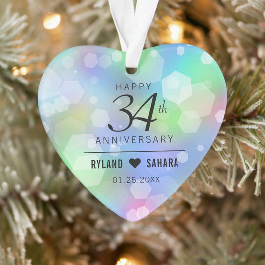 Elegant 34Th Opal Wedding Anniversary Celebration Ornament