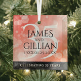 Elegant 35Th Coral Wedding Anniversary Celebration Glass Ornament