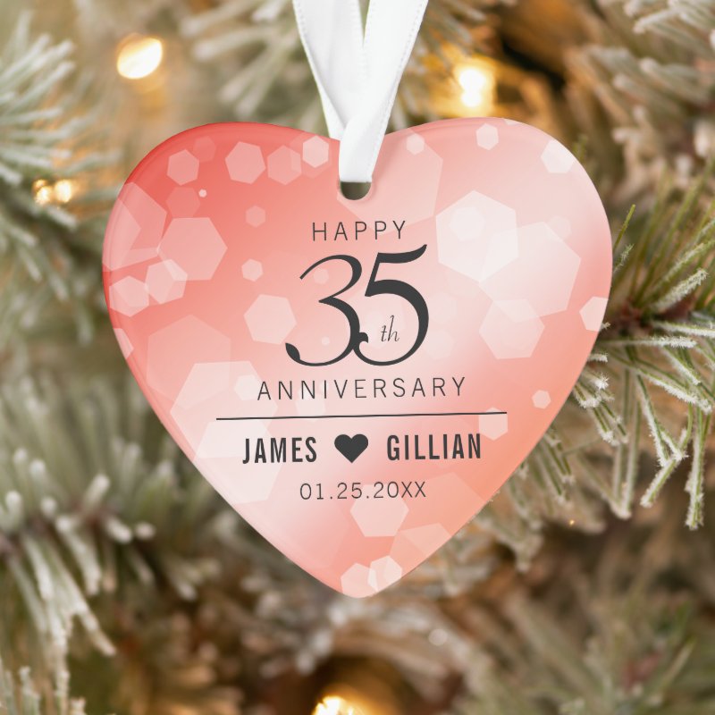 Elegant 35Th Coral Wedding Anniversary Ornament