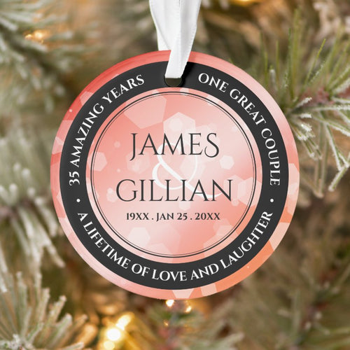 Elegant 35Th Coral Wedding Anniversary Ornament