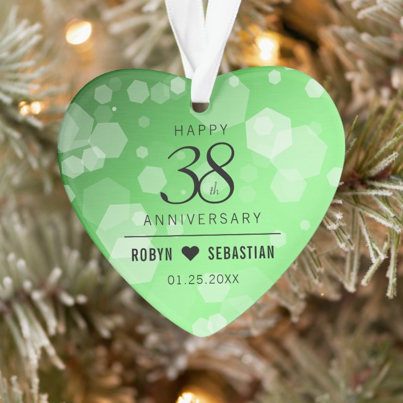 Elegant 38Th Emerald Wedding Anniversary Ornament