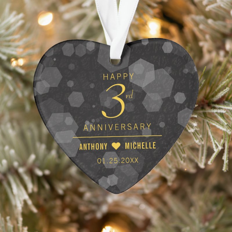Elegant 3Rd Leather Wedding Anniversary Ornament