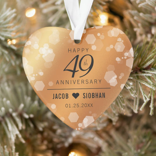 Elegant 49Th Copper Wedding Anniversary Acrylic Ornament