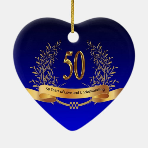 Elegant 50Th Wedding Anniversary Gifts Ceramic Ornament