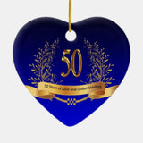 Elegant 50Th Wedding Anniversary Gifts Ceramic Ornament