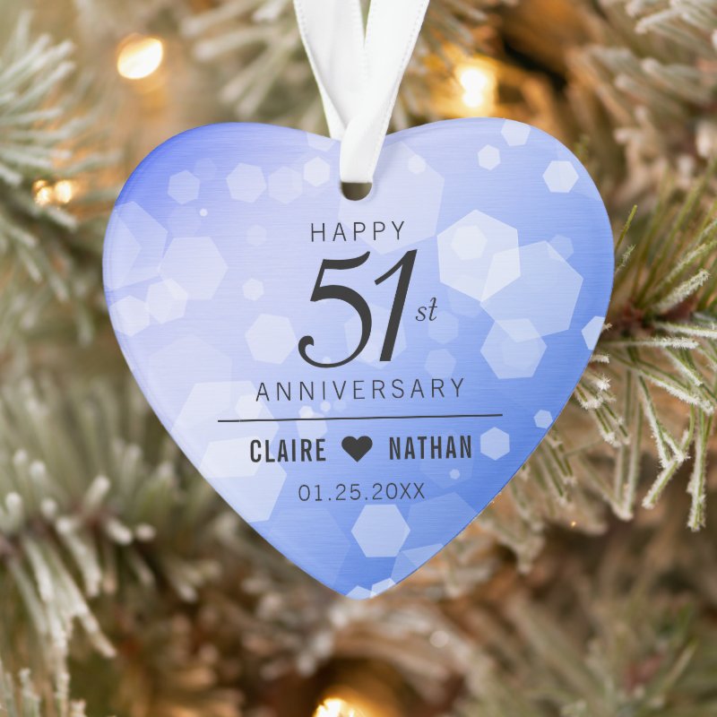 Elegant 51St Sapphire Wedding Anniversary Ornament