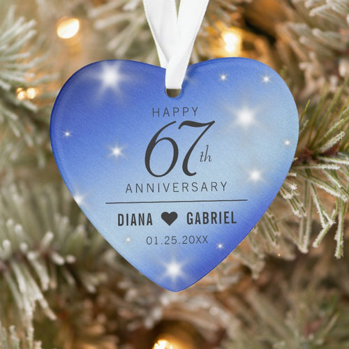 Elegant 67Th Star Sapphire Wedding Anniversary Ornament