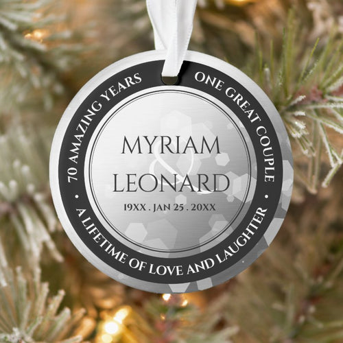 Elegant 70Th Platinum Wedding Anniversary Ornament
