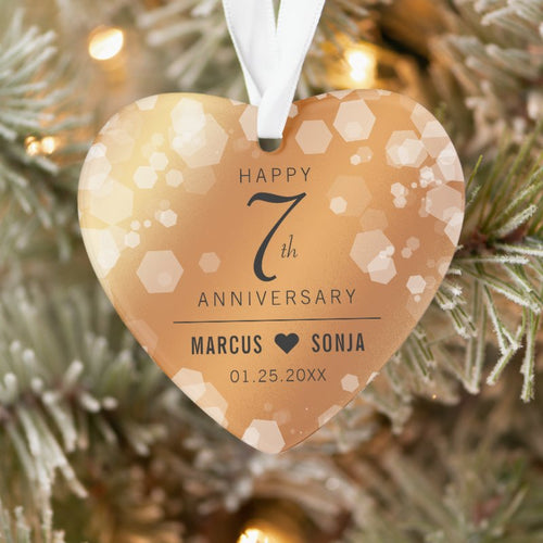 Elegant 7Th Copper Wedding Anniversary Acrylic Ornament