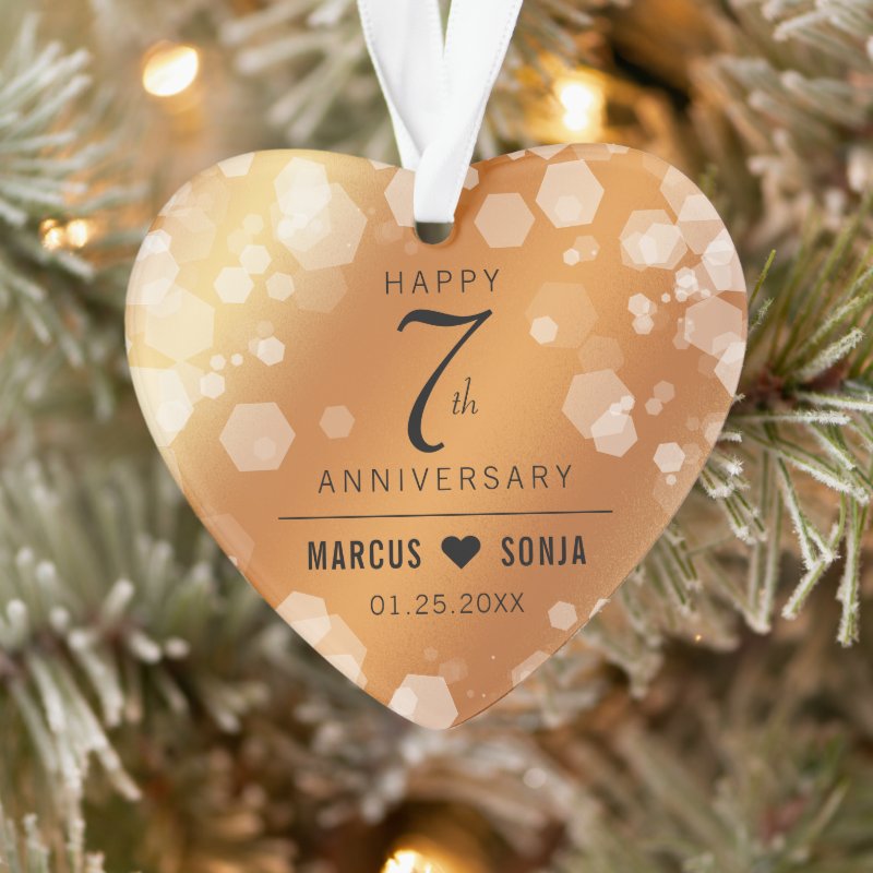 Elegant 7Th Copper Wedding Anniversary Acrylic Ornament