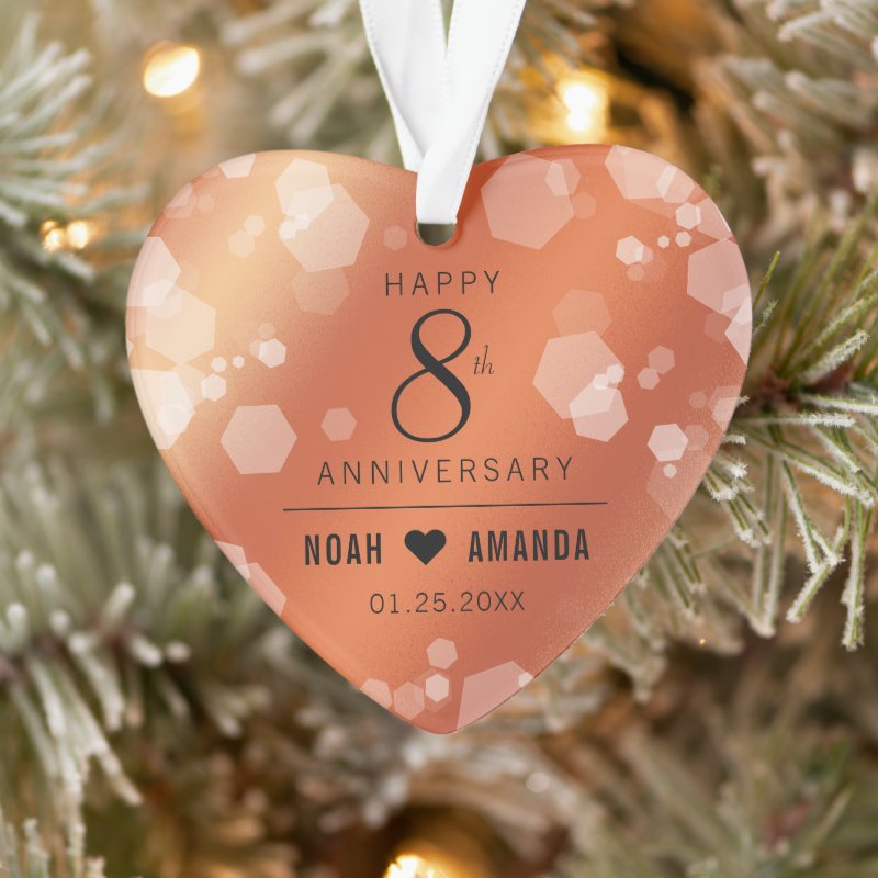 Elegant 8Th Bronze Wedding Anniversary Acrylic Ornament