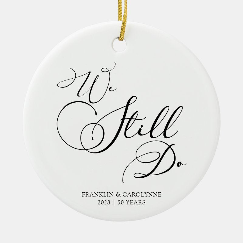 Elegant Anniversary Vow Renewal Photo Christmas Ceramic Ornament