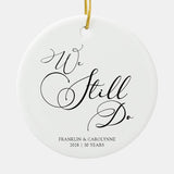 Elegant Anniversary Vow Renewal Photo Christmas Ceramic Ornament