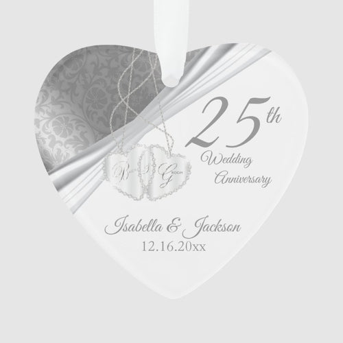 Elegant Design -  25Th Silver Wedding Anniversary Ornament