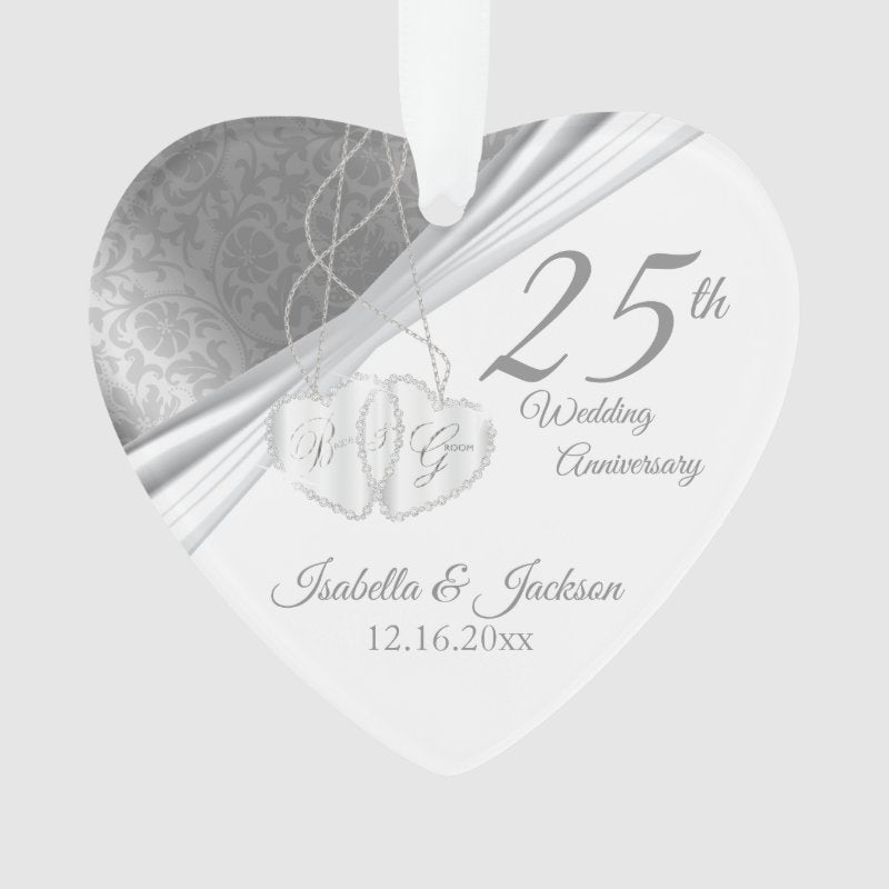Elegant Design -  25Th Silver Wedding Anniversary Ornament