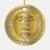 Elegant Gold Diamonds 50Th Wedding Anniversary Ceramic Ornament