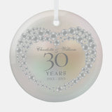 Elegant Pearl 30Th Wedding Anniversary Glass Ornament