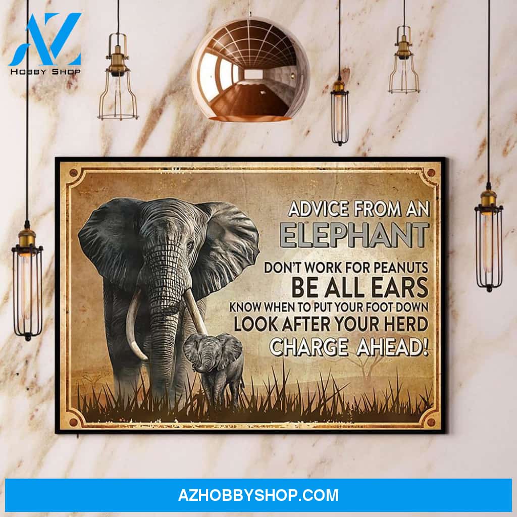 Elephant Advice From An Elephant Be All Ears Canvas And Poster, Wall Decor Visual Art