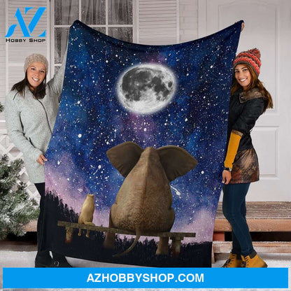Elephant And Dog Galaxy Fleece Blanket