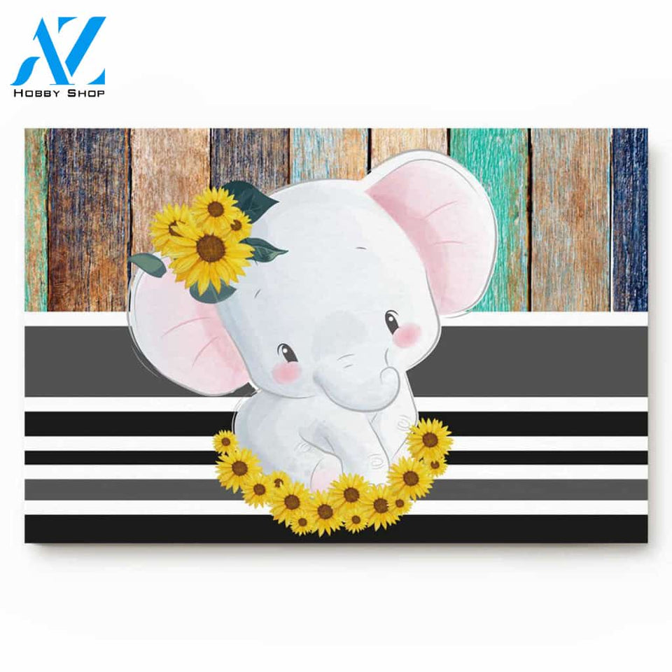 Elephant And Sunflower Doormat Welcome Mat Housewarming Gift Home Decor Funny Doormat Gift Idea For Elephant Lovers Gift For Friend Family