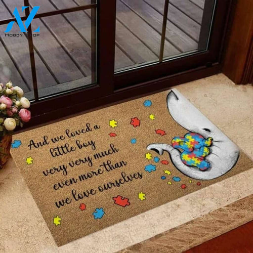 Elephant And We Loved A Little Boy Autism Awareness Coir Pattern Print Doormat | Welcome Mat | House Warming Gift