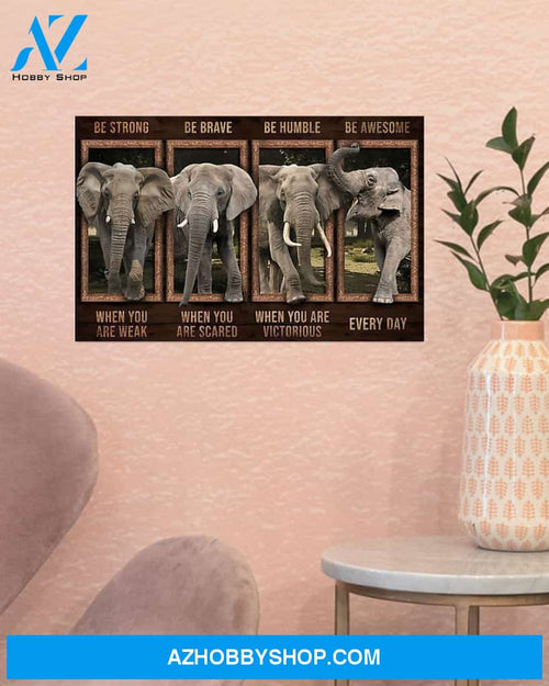 Elephant Be Awesome Every Day Canvas Painting, Wall Decor Visual Art