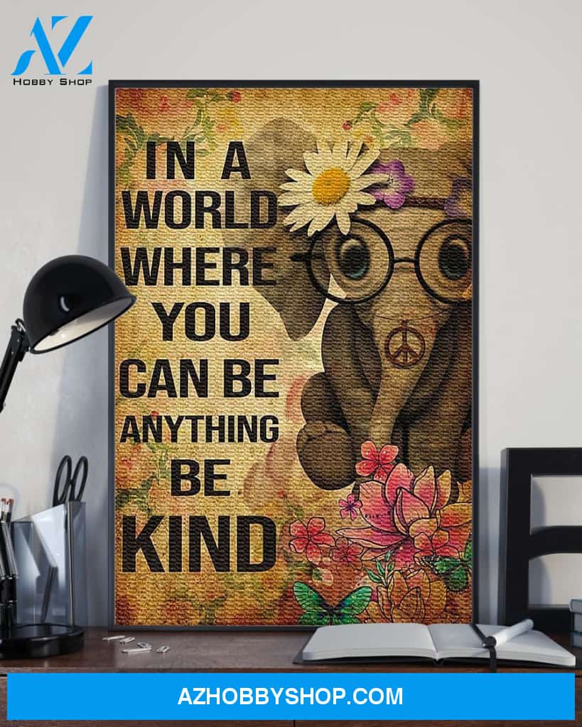 Elephant Be Kind Vertical Canvas Prints, Wall Decor Visual Art