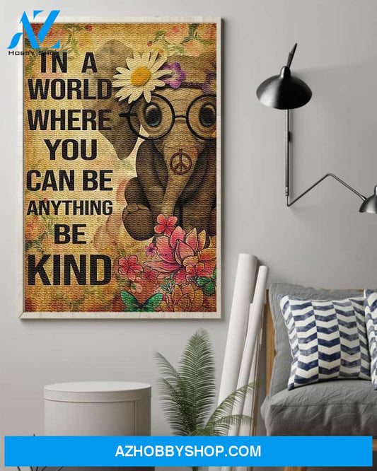 Elephant Be Kind Vertical Canvas Prints, Wall Decor Visual Art