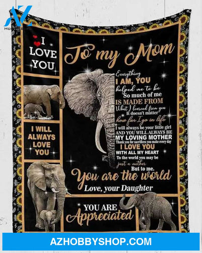 Elephant Blanket - to My mom - I Will Alway Love You Fleece Blanket - Fleece Blanket 3D Soft Cozy Lightweight Durable Plush Throw Blanket for Bedroom