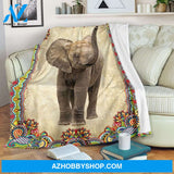 Elephant Border Colorful Flecee Blanket Gift Family