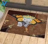 Elephant Butterfly Sunflower Zipper Leather Pattern Wildlife Lovers Doormat Floor Rug Housewarming Gift Home Living Home Decor Funny Doormat Gift Idea