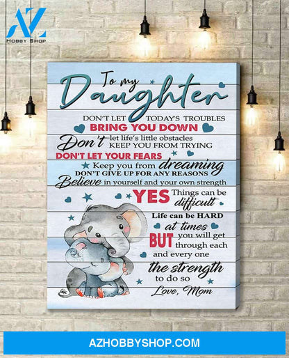 Elephant Canvas Gift For Daughter - Hanging Art For Bedroom