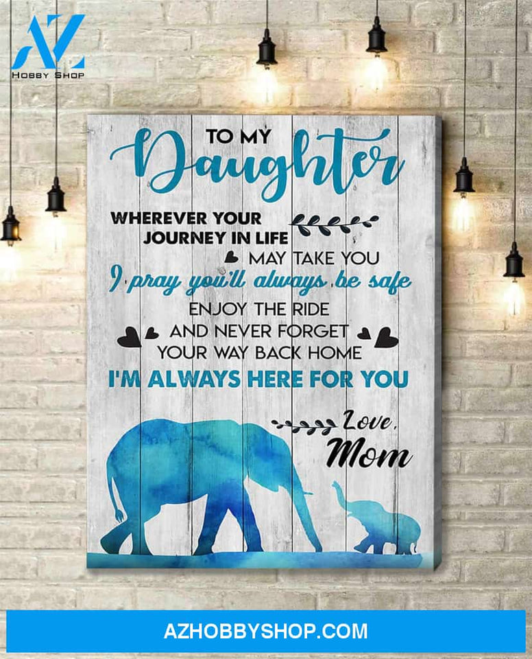 Elephant Canvas Gift For Daughter - Hanging Art For Bedroom