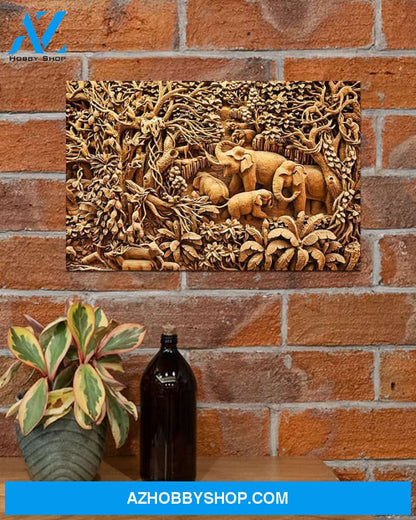 Elephant Carve Canvas Wall Art, Wall Decor Visual Art