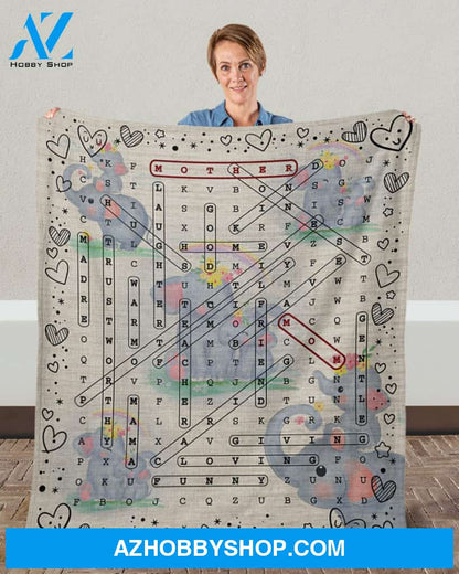 Elephant Crossword Giving Loving For Mom Blanket Gift for Mom Birthday Gift Home Decor Bedding Couch Sofa Soft and Comfy Cozy