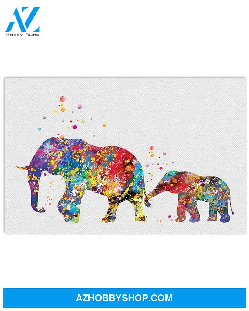 Elephant Family Colorful Art Canvas Prints, Wall Decor Visual Art