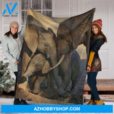Elephant Family Fleece Blanket