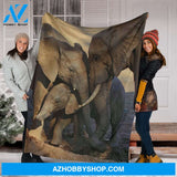 Elephant Family Fleece Blanket