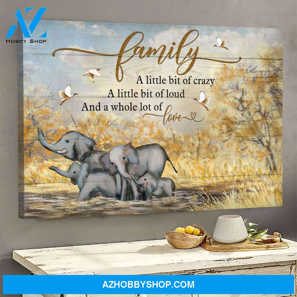 Elephant - Family is a whole lot of love - Family Landscape Canvas Prints, Wall Art