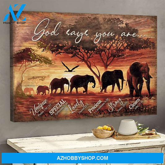 Elephant - God says you are - Jesus Landscape Canvas Prints - Wall Art