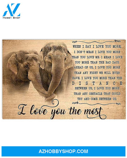 Elephant I Love You The Most Art Canvas, Wall Decor Visual Art